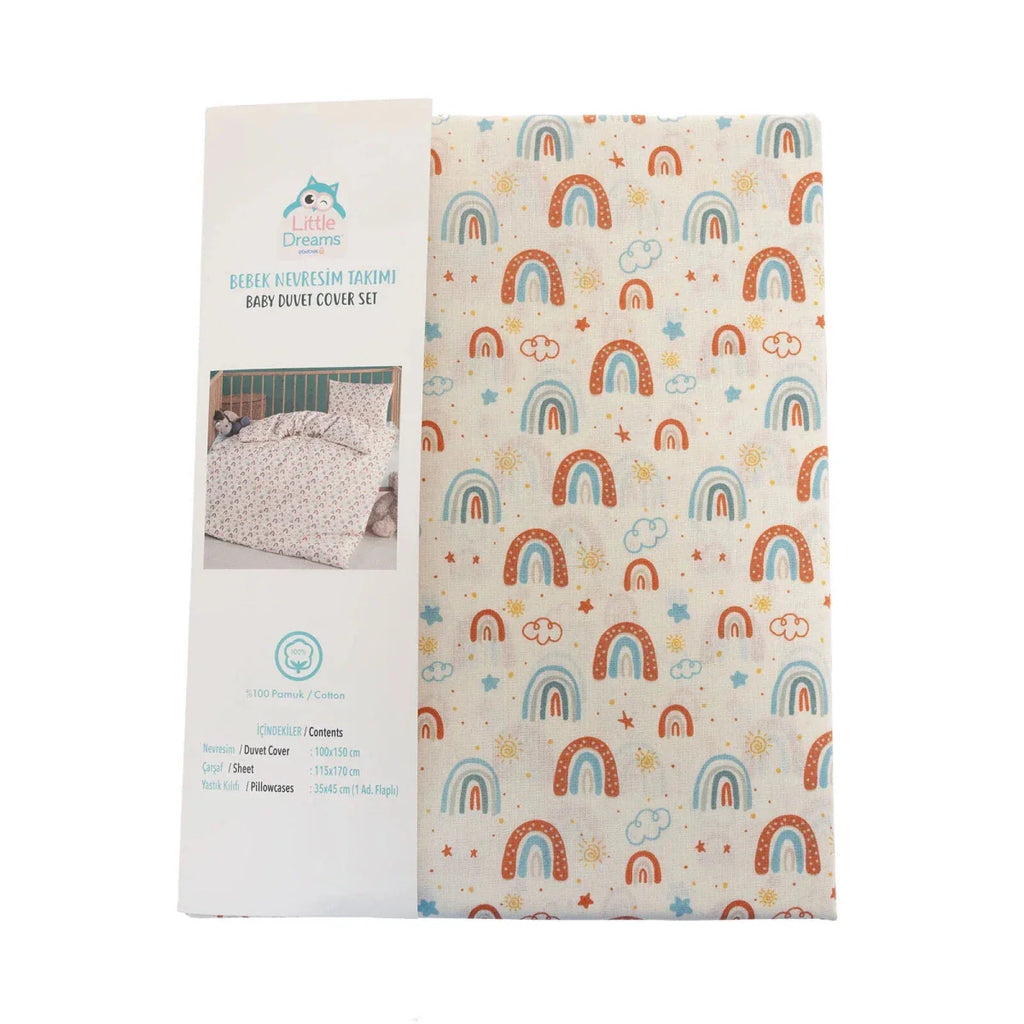 Little Dreams Girls 100% Cotton Baby Duvet Cover Set 100x150 cm - Printed