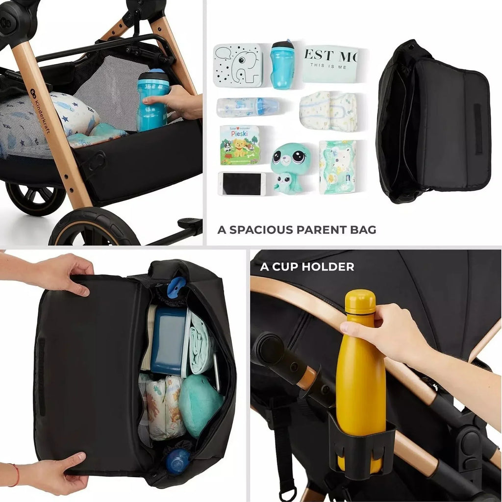 Kinderkraft Esme Pro 3-in-1 Travel System with Mink Pro Car Seat - Sand Beige