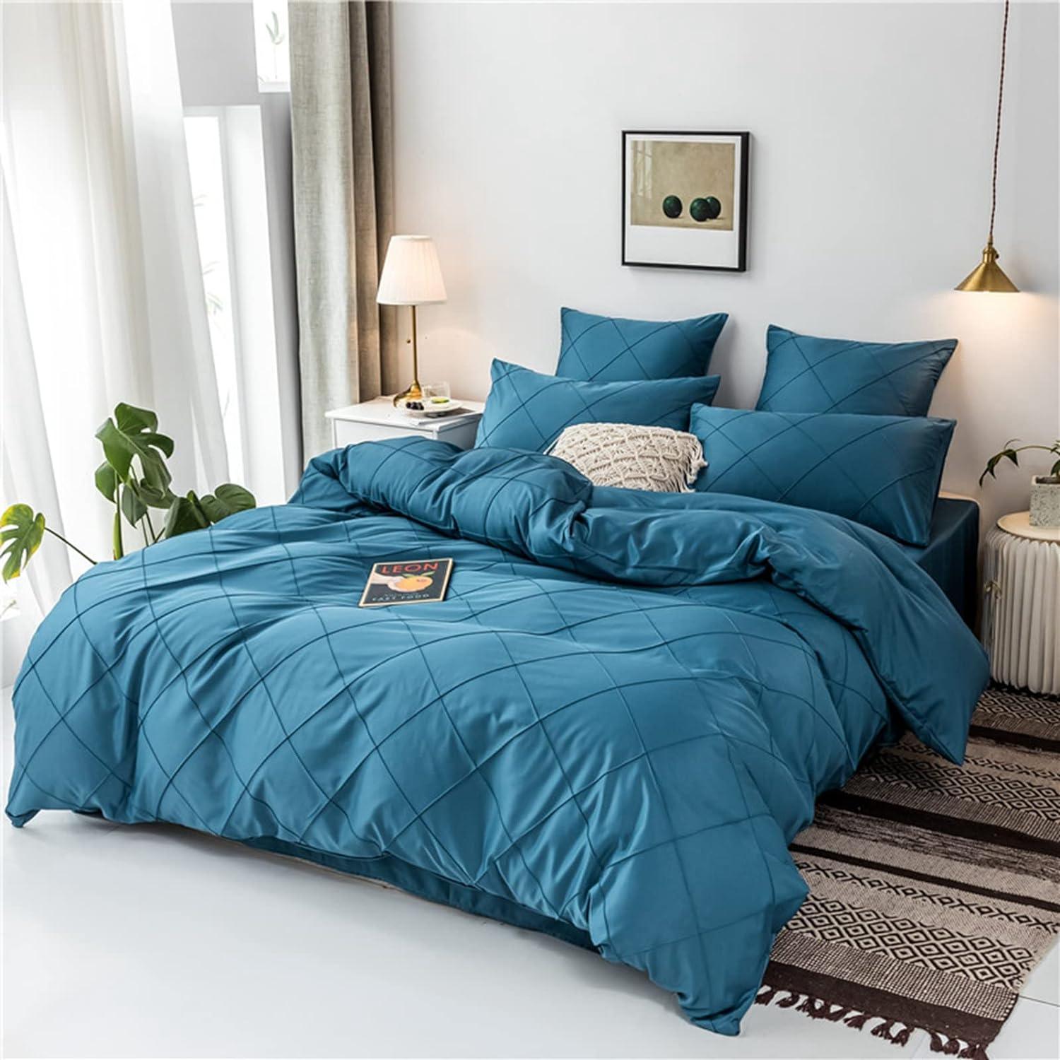 HAVOP King Size Duvet Cover Set | Beige Embossed Stripe Microfiber