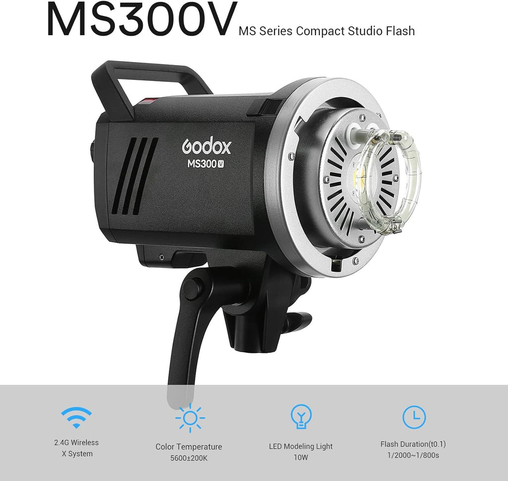 Godox MS300-V Studio Flash – 300W Compact Strobe with Bowens Mount