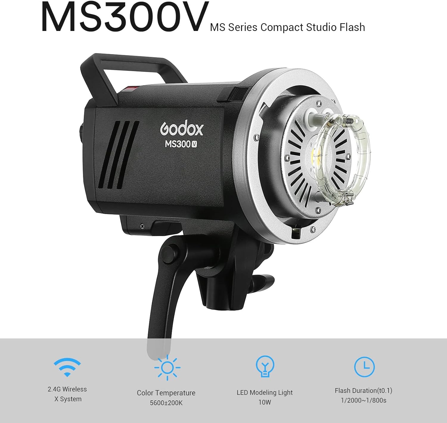 Godox MS300-V Studio Flash – 300W Compact Strobe with Bowens Mount