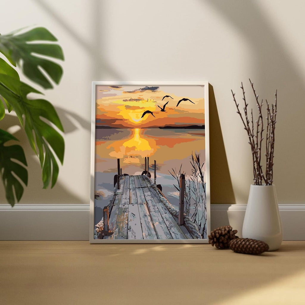 TONZOM Paint by Numbers Kit - Sunset DIY Framed Canvas Art, 40x50cm