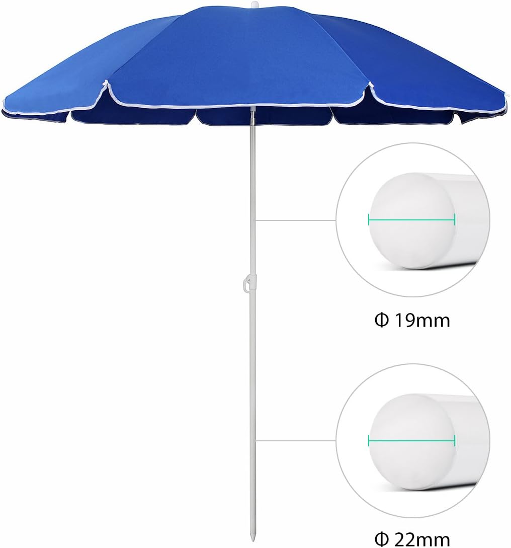 Sekey 1.6m Tilting Beach Umbrella | UV20+ Portable Sun Shelter – Blue