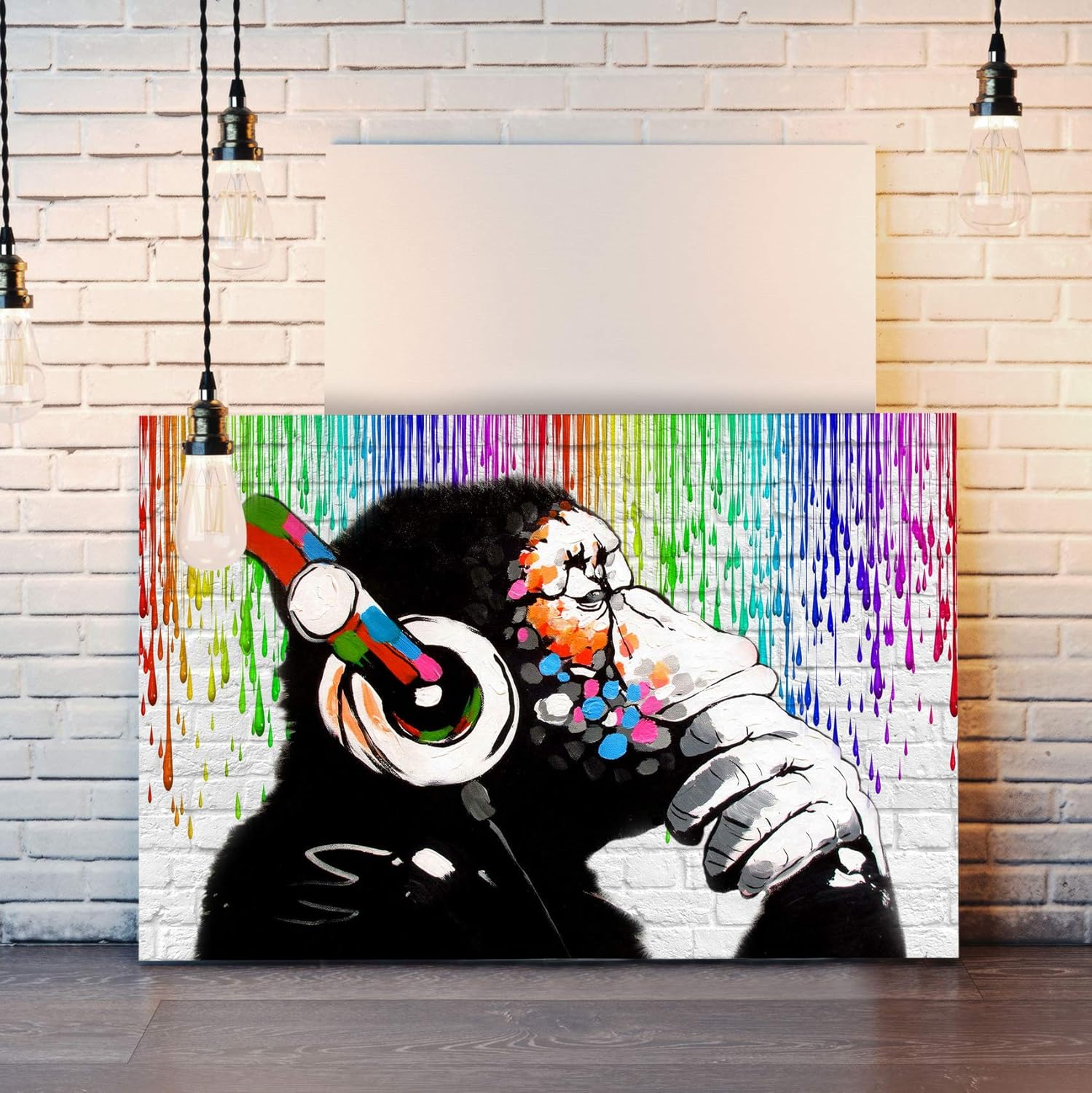 Massive Discounts Banksy Monkey Street Art Canvas Print - 24x16 Inch