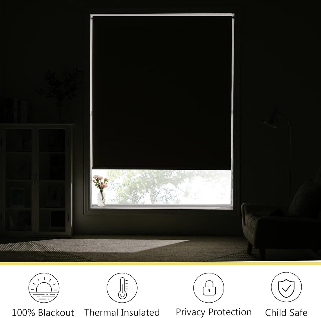 Massive Discounts Blackout Thermal Roller Blind – Beige 42x91 Inch