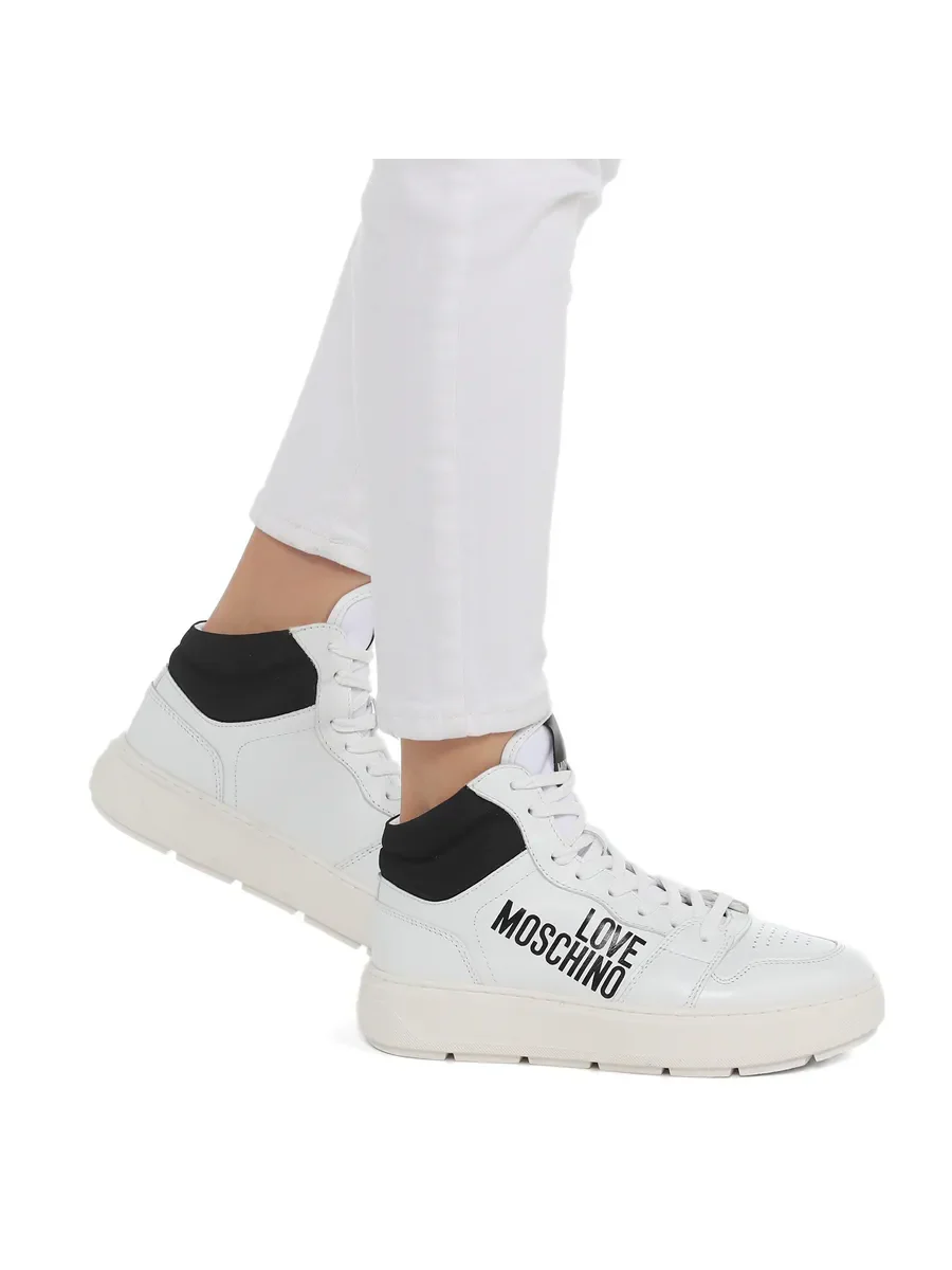 Love Moschino Women's Leather Sneakers – White/Black Trainers