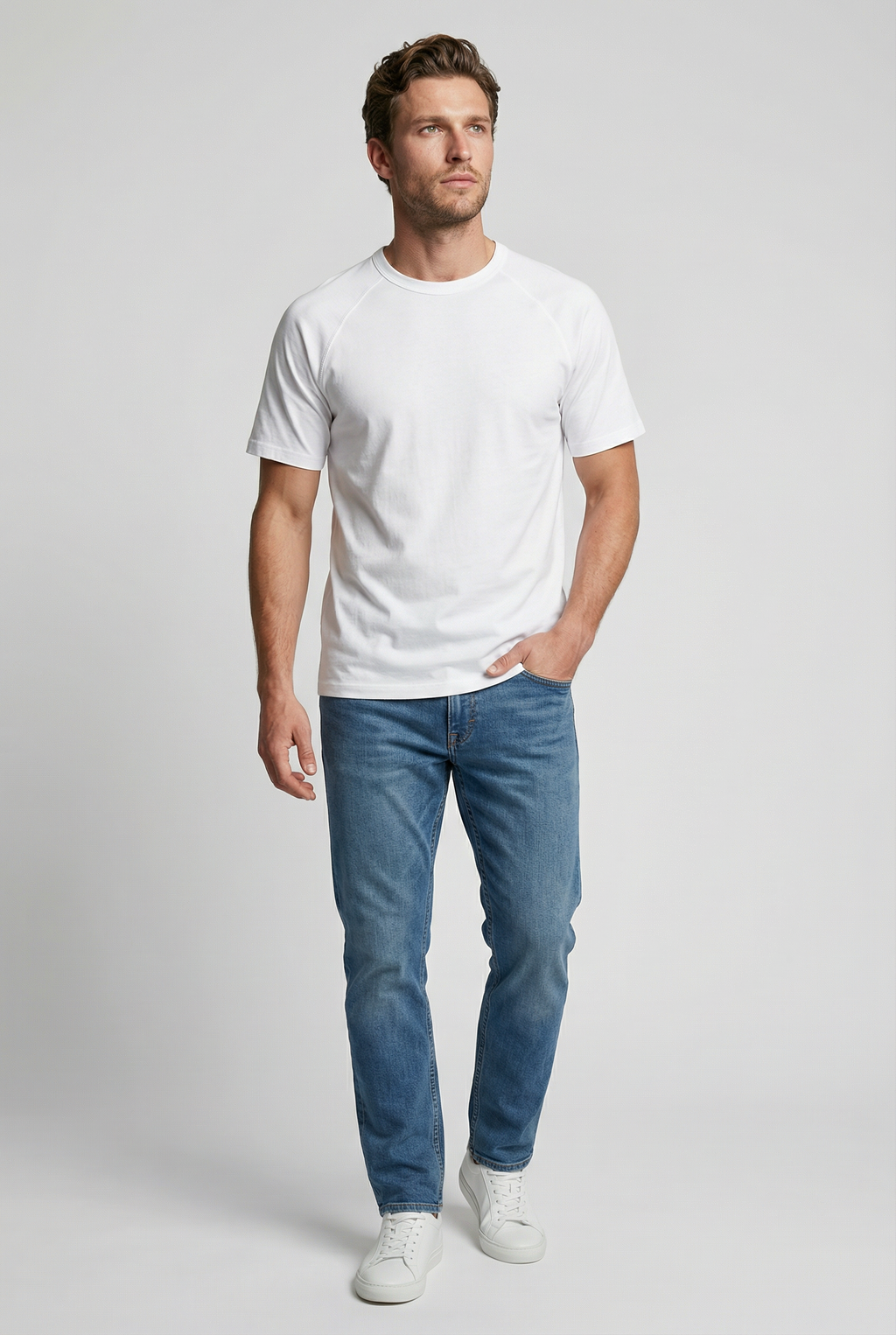 Hoxton Raglan Sleeve Fitted T-shirt - White
