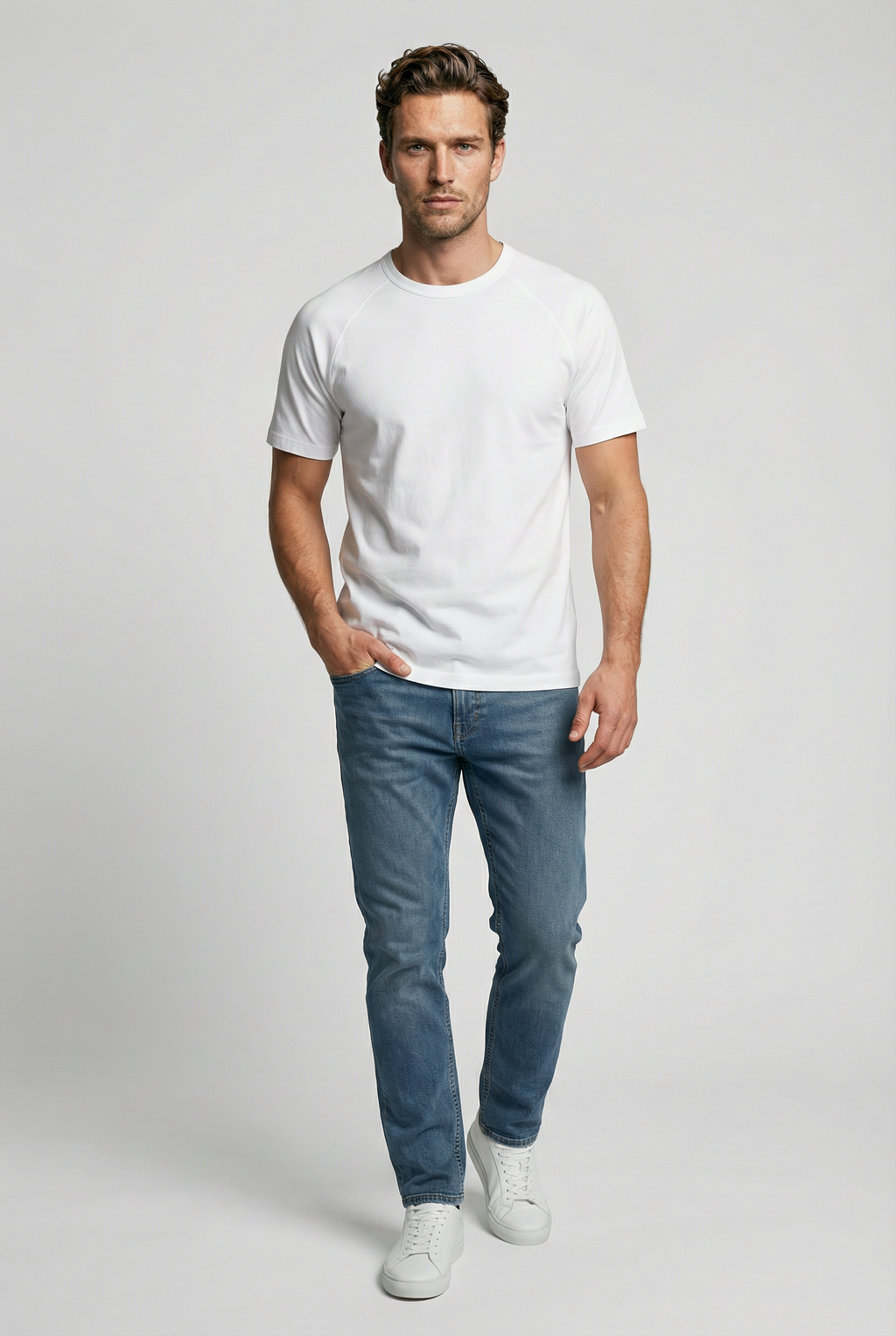 Hoxton Raglan Sleeve Fitted T-shirt - White
