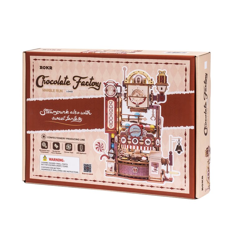 ROKR Marble Run Chocolate Factory – 3D Wooden Puzzle DIY Kit (420 Pcs)
