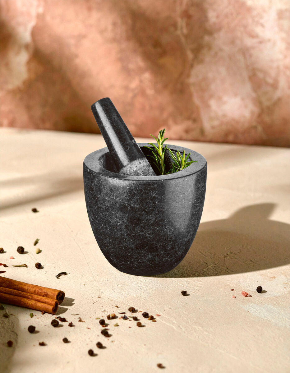 Orsina Norse Speckled Charcoal Granite Mortar and Pestle Set