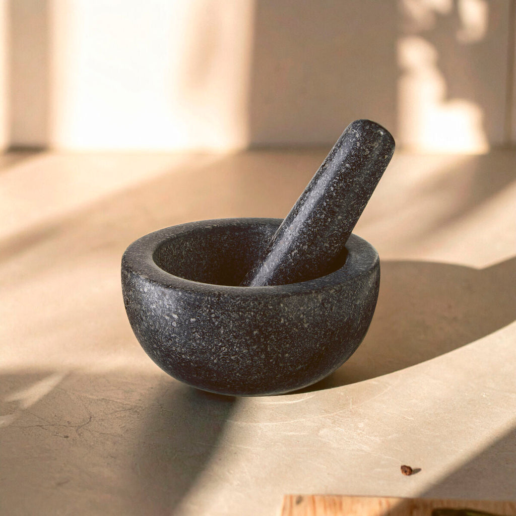 Orsina Norse Speckled Charcoal Granite Tall Mortar and Pestle