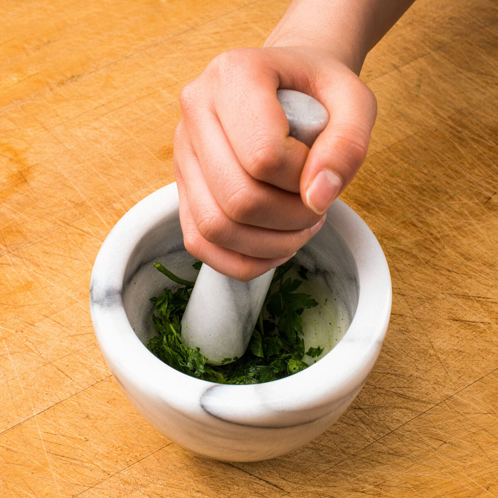 Orsina Salerno White Marble Mortar and Pestle – Spice Grinder Tool