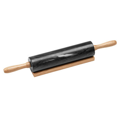 Orsina Marmore Black Marble Rolling Pin with Wooden Handles
