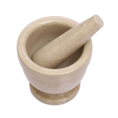 Orsina Himaya Champagne Marble Mortar and Pestle - Stone Spice Grinder