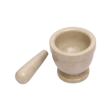 Orsina Himaya Champagne Marble Mortar and Pestle - Stone Spice Grinder