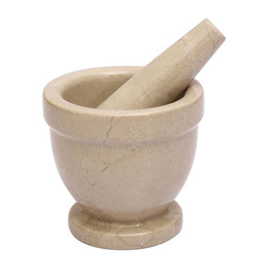 Orsina Himaya Champagne Marble Mortar and Pestle - Stone Spice Grinder