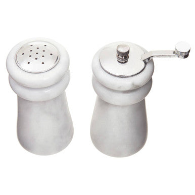 Orsina Salerno White Marble Salt and Pepper Set with Chrome Lids