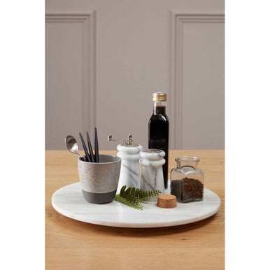 Orsina Salerno White Marble Salt and Pepper Set with Chrome Lids
