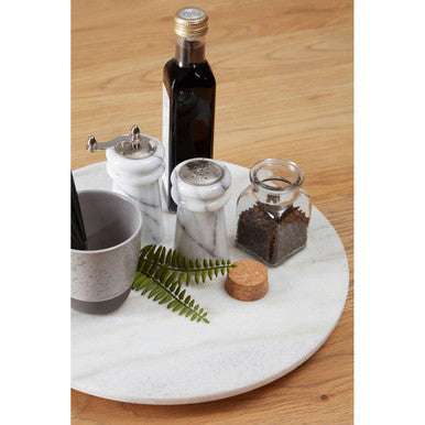 Orsina Salerno White Marble Salt and Pepper Set with Chrome Lids