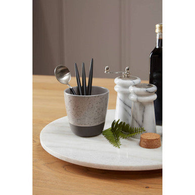 Orsina Salerno White Marble Salt and Pepper Set with Chrome Lids