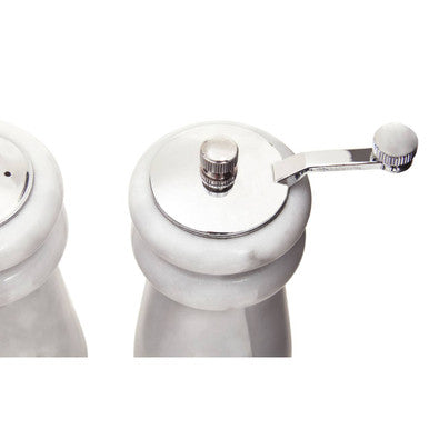 Orsina Salerno White Marble Salt and Pepper Set with Chrome Lids
