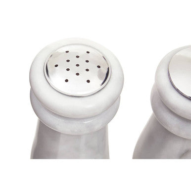 Orsina Salerno White Marble Salt and Pepper Set with Chrome Lids
