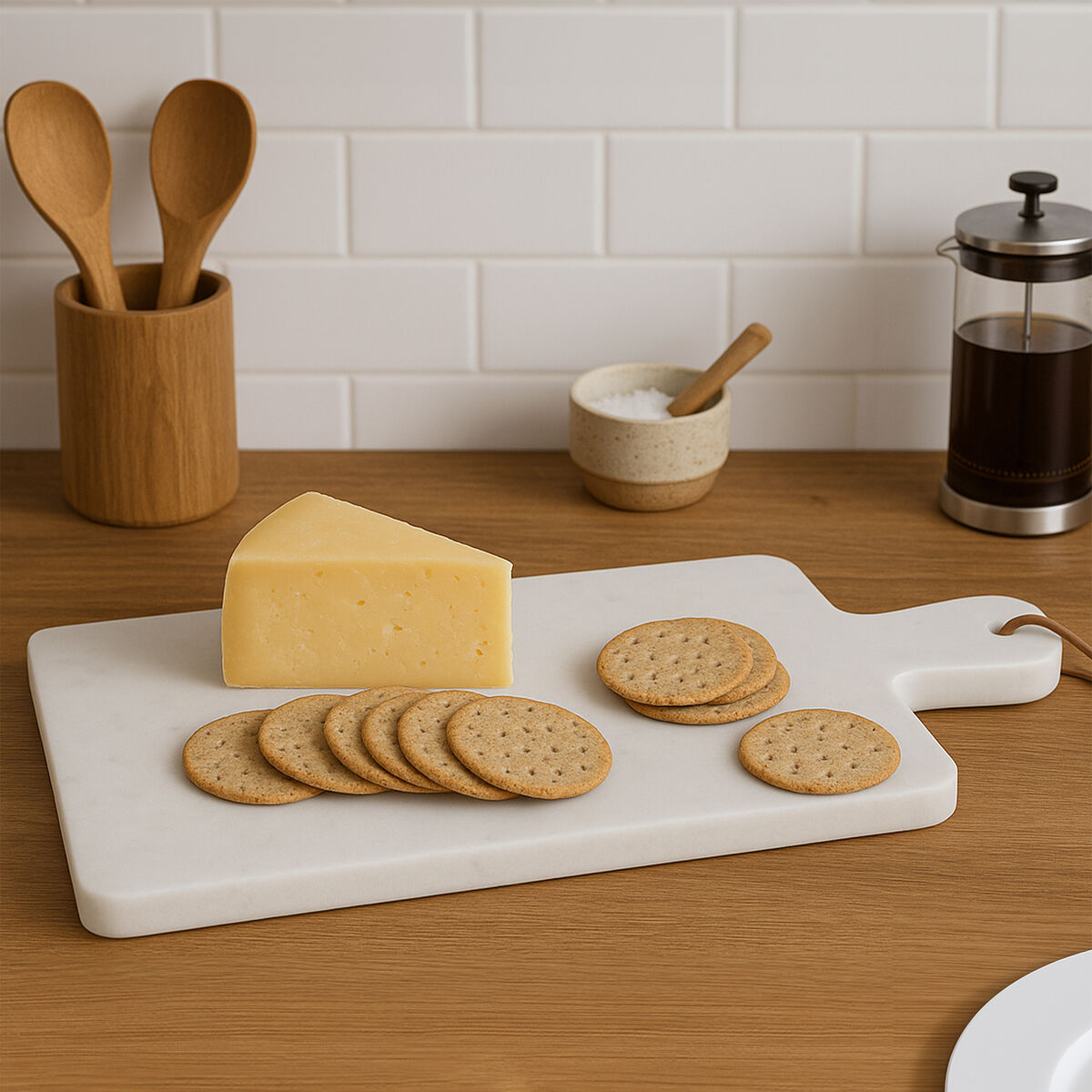 Orsina Kindia White Marble Paddle Board – Curved Handle Serving Tray