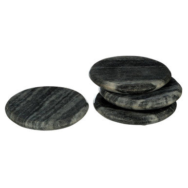 Orsina Grey Marble Round Coasters – Set of 4 Natural Stone Coasters