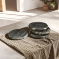 Orsina Grey Marble Round Coasters – Set of 4 Natural Stone Coasters