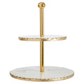 Orsina Empire 2-Tier White Marble and Gold Cake Stand Serving Tray