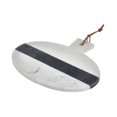 Orsina White and Grey Marble Round Paddle Board | Cheese Serving Tray