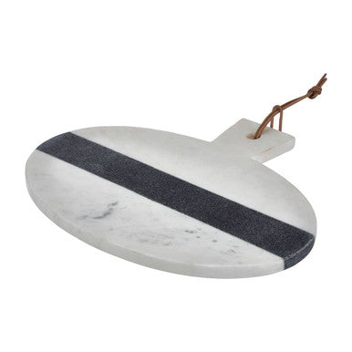 Orsina White and Grey Marble Round Paddle Board | Cheese Serving Tray