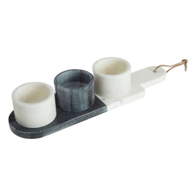 Orsina Bulgari Marble Condiment Bowls and Board Set – 4 Piece Set