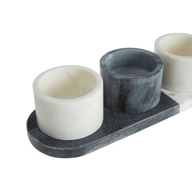 Orsina Bulgari Marble Condiment Bowls and Board Set – 4 Piece Set
