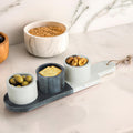 Orsina Bulgari Marble Condiment Bowls and Board Set – 4 Piece Set