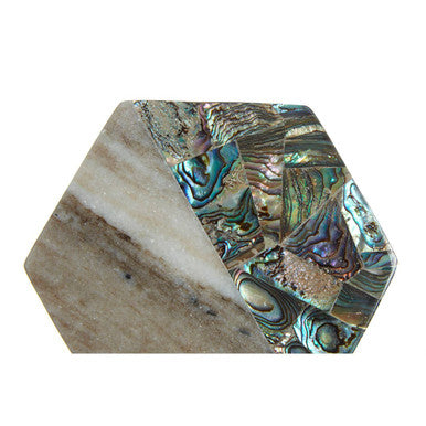 Orsina Imogen Beige Marble and Paua Shell Coasters - Set of 4