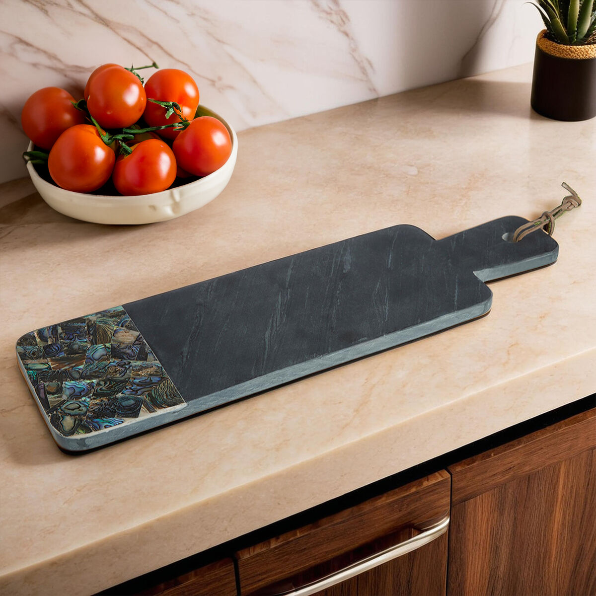 Orsina Imogen Large Black Slate Paddle Board with Paua Shell Detail