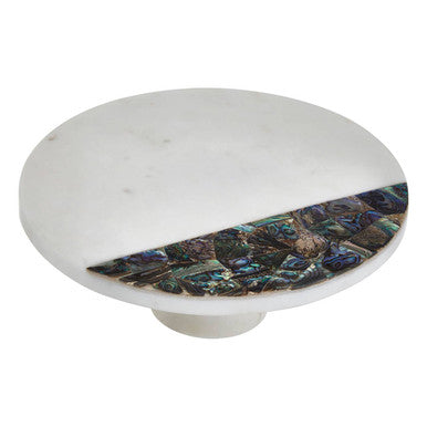 Orsina Imogen White Marble and Paua Shell Round Cake Stand