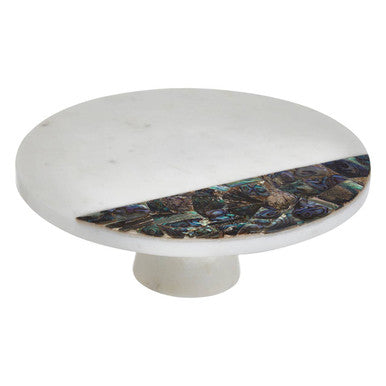 Orsina Imogen White Marble and Paua Shell Round Cake Stand