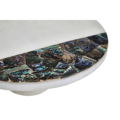 Orsina Imogen White Marble and Paua Shell Round Cake Stand