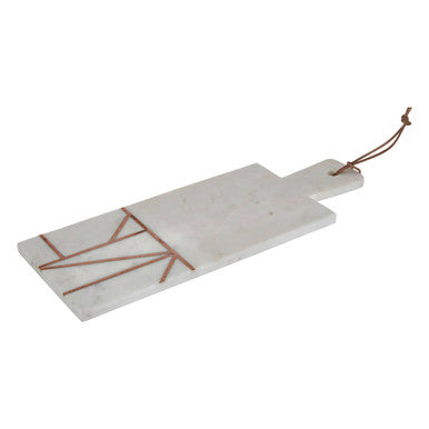 Orsina Monzaro White Marble Serving Board with Copper Inlay Paddle