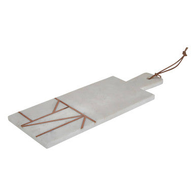 Orsina Monzaro White Marble Serving Board with Copper Inlay Paddle