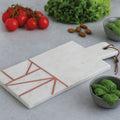 Orsina Monzaro White Marble Serving Board with Copper Inlay Paddle