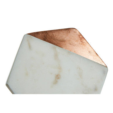 Orsina Monzaro White Marble Coasters with Copper Inlay - Set of 4