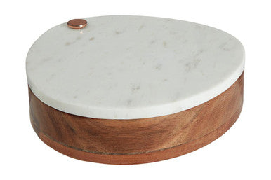 Orsina Monzaro White Marble and Wood Cheese Knife and Board Set