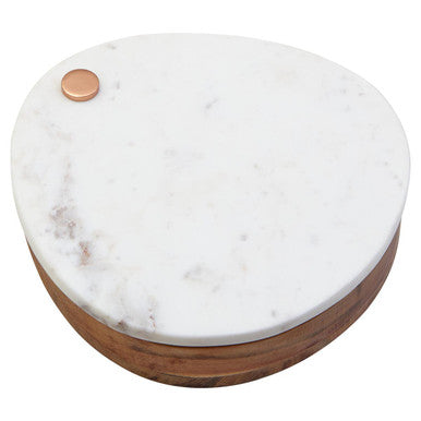 Orsina Monzaro White Marble and Wood Cheese Knife and Board Set
