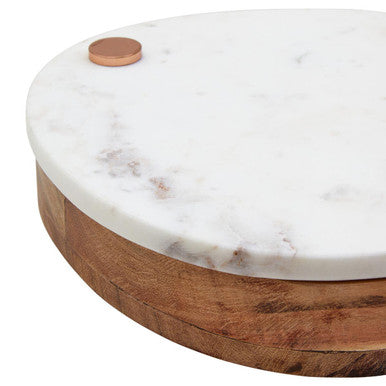 Orsina Monzaro White Marble and Wood Cheese Knife and Board Set
