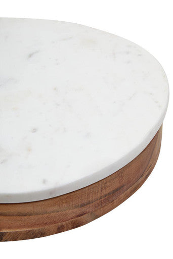 Orsina Monzaro White Marble and Wood Cheese Knife and Board Set