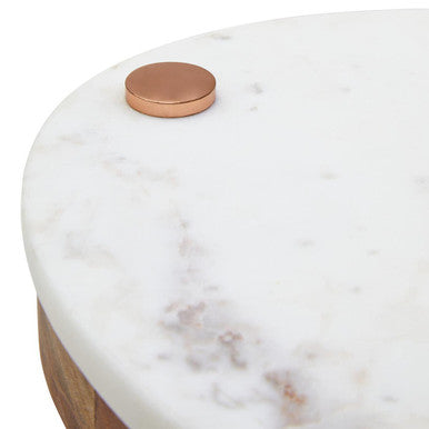 Orsina Monzaro White Marble and Wood Cheese Knife and Board Set