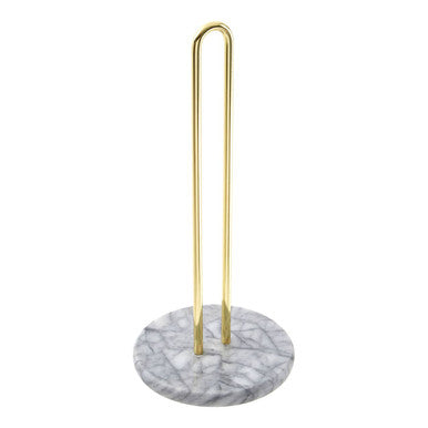 Orsina Delphine White Marble and Brass Kitchen Roll Holder Stand